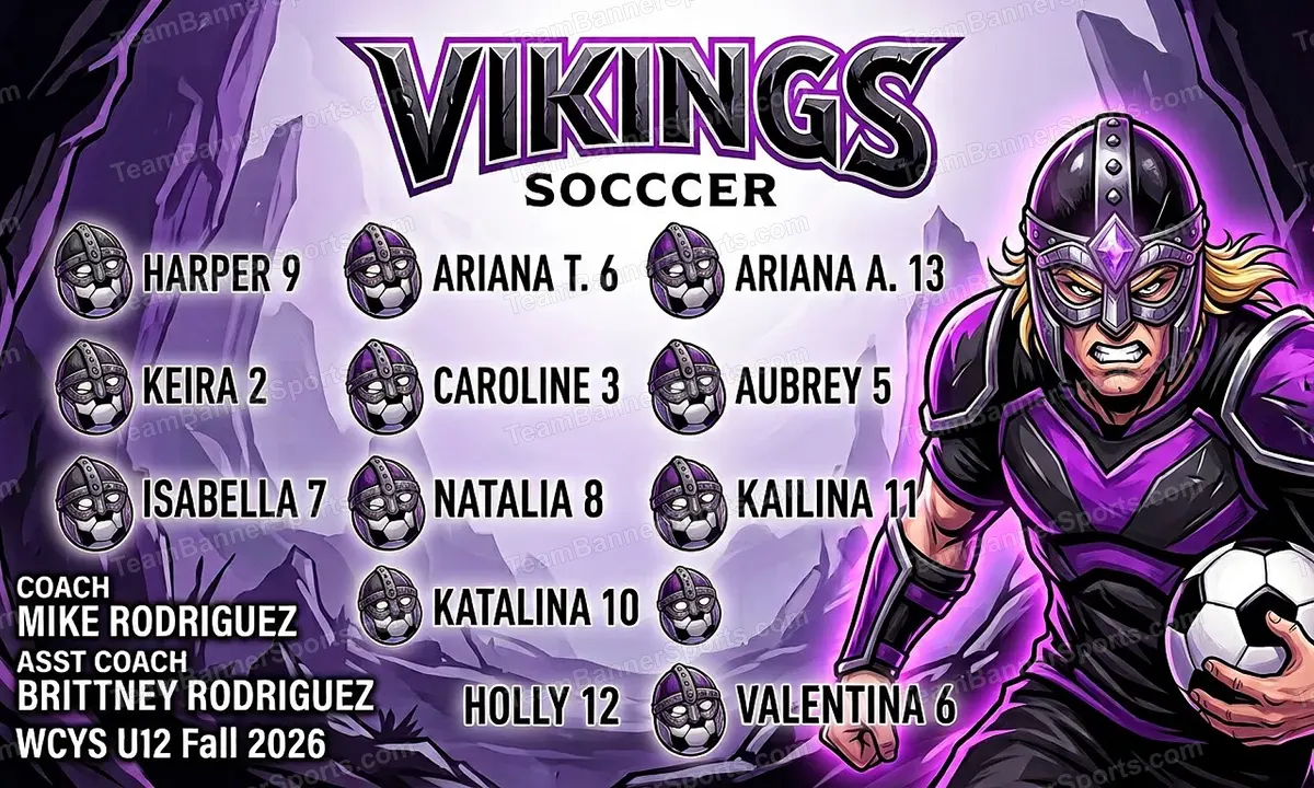Vikings soccer team banner created with AI