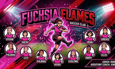 Fuchsia Flames Soccer AI image template