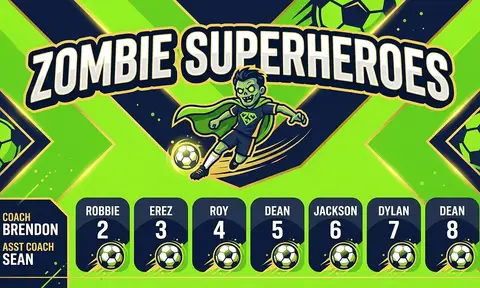 Zombie Superheroes Soccer AI image template