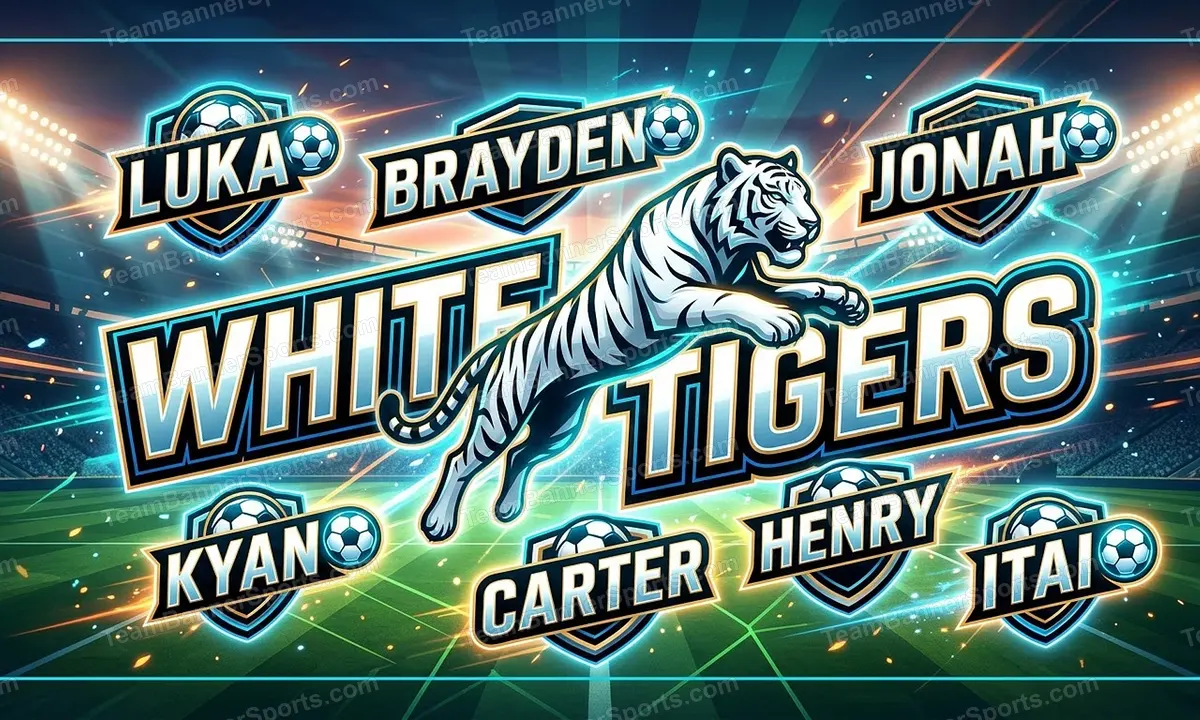 White Tigers soccer team banner created with AI