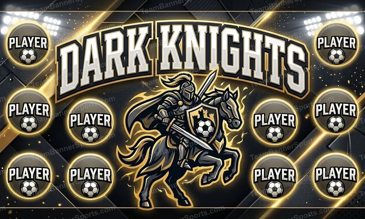 Dark Knights soccer team banner created with AI