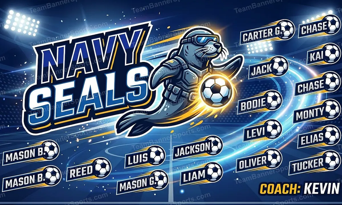 Navy Seals soccer team banner created with AI