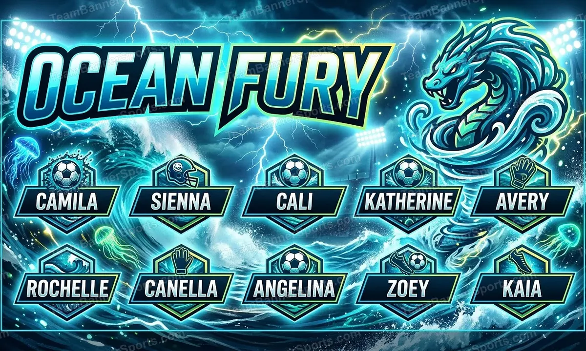 Ocean Fury soccer team banner created with AI