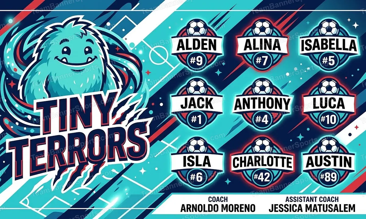 Tiny Terrors soccer team banner created with AI