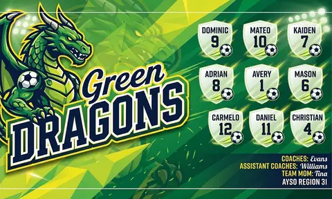 Green DRAGONS Soccer AI image template