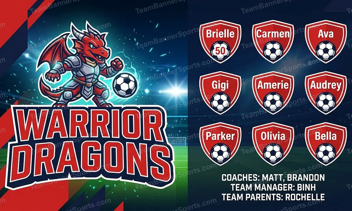 Warrior Dragons soccer team banner created with AI