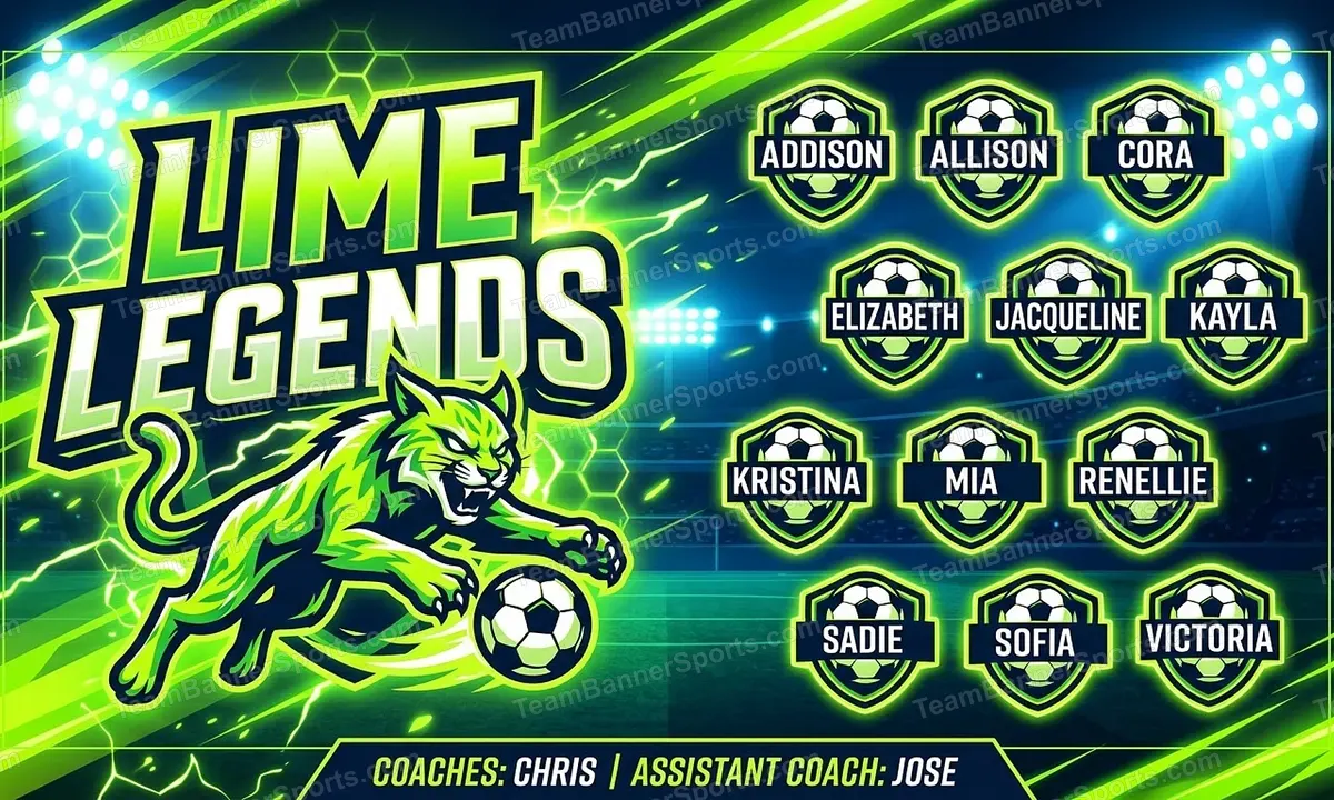 Lime Legends soccer team banner created with AI