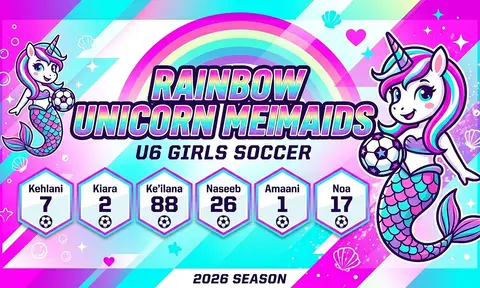 Rainbow Unicorn Mermaids Soccer AI image template