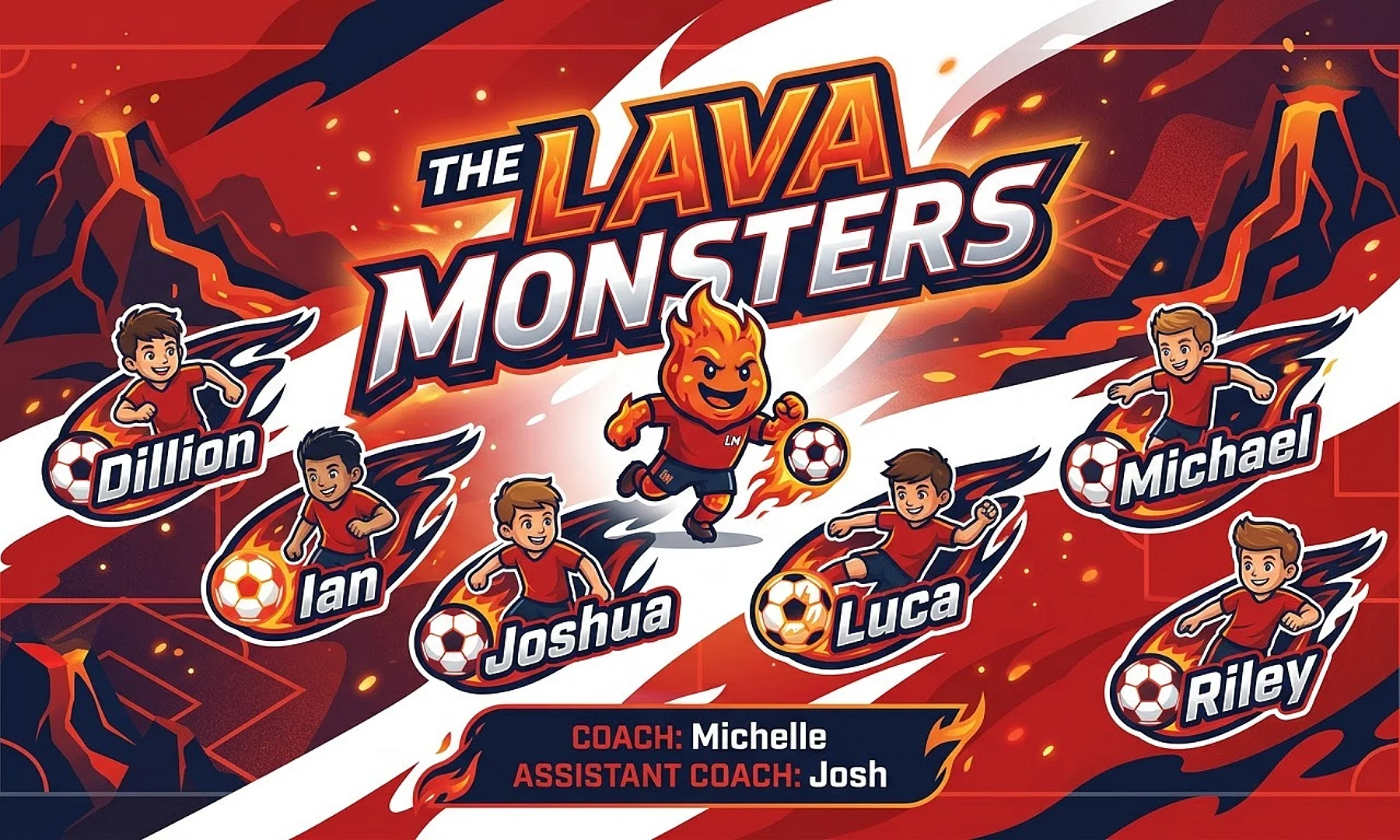 The Lava Monsters soccer team banner created with AI