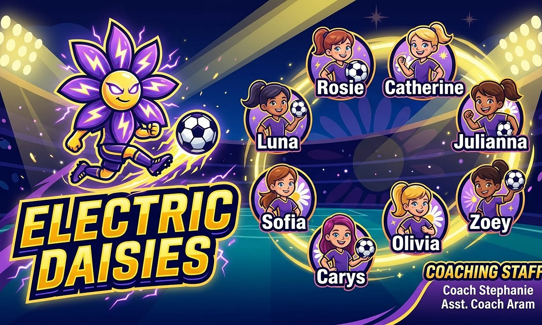 Electric Daisies Soccer AI image template