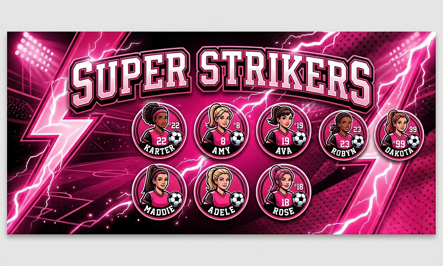 Super Strikers soccer team banner created with AI