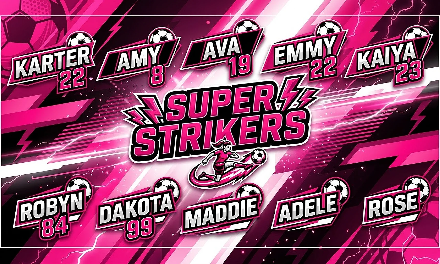 Super Strikers soccer team banner created with AI
