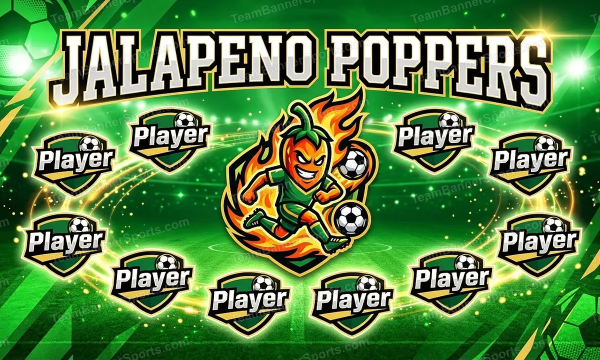 Jalapeno Poppers soccer team banner created with AI