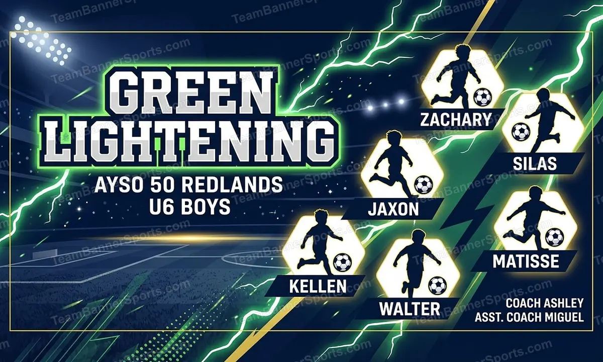 Green Lightening soccer team banner created with AI