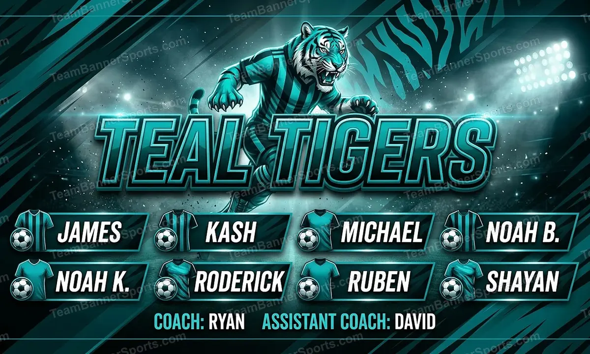 Teal Tigers soccer team banner created with AI