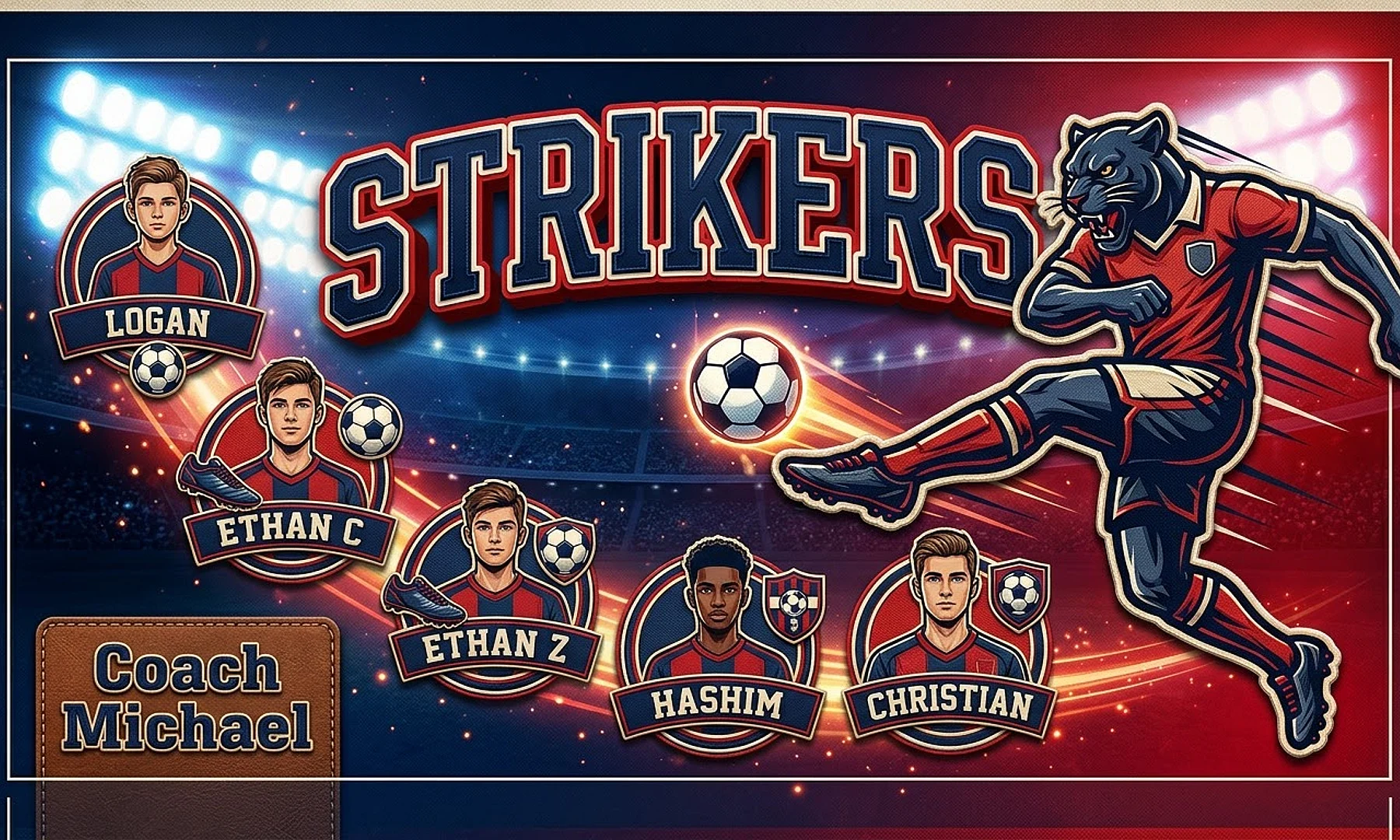 Strikers soccer team banner created with AI