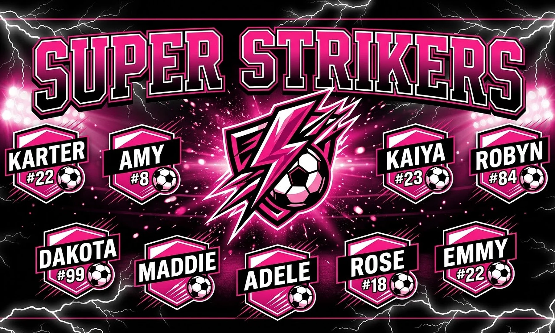 Super Strikers soccer team banner created with AI