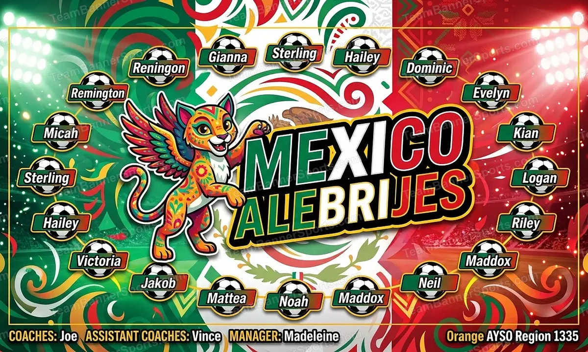Mexico Alebrijes soccer team banner created with AI