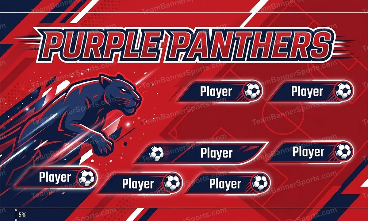 Purple panthers soccer team banner created with AI