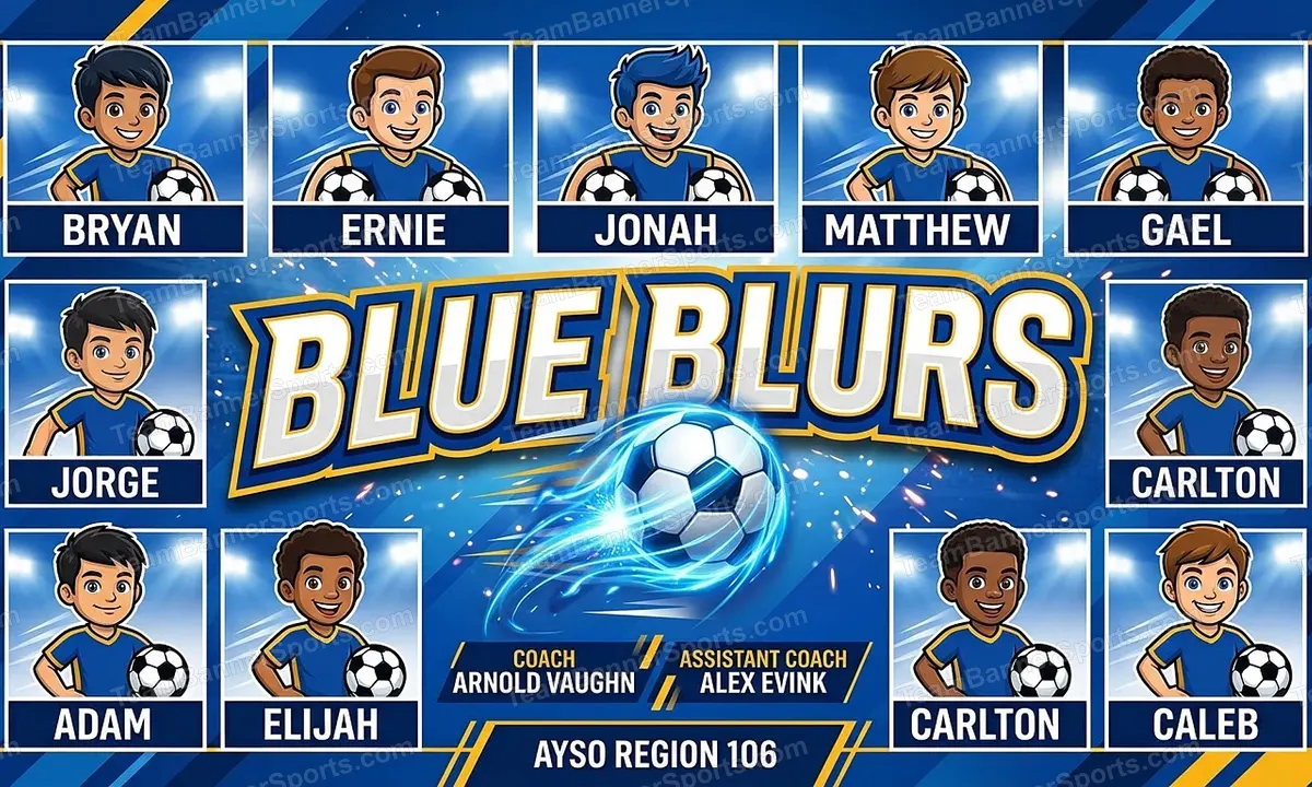 Blue Blurs soccer team banner created with AI