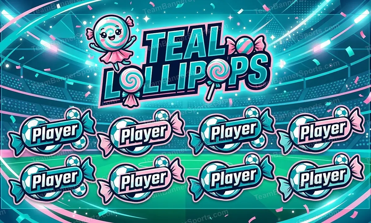 Teal Lollipops soccer team banner created with AI