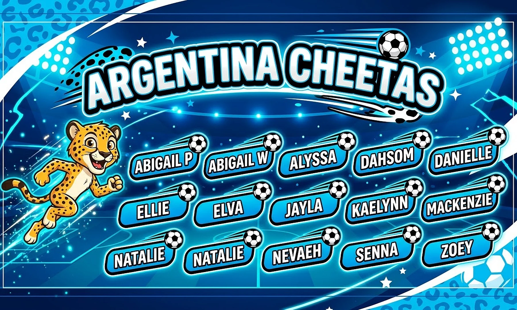 Argentina Cheetas soccer team banner created with AI
