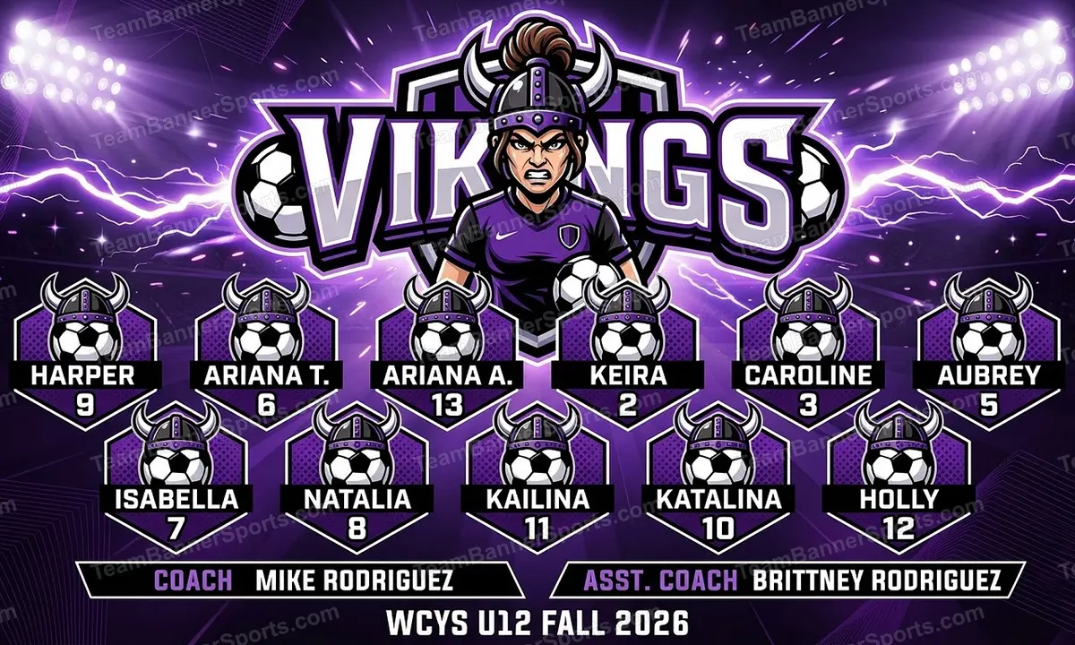 Vikings soccer team banner created with AI