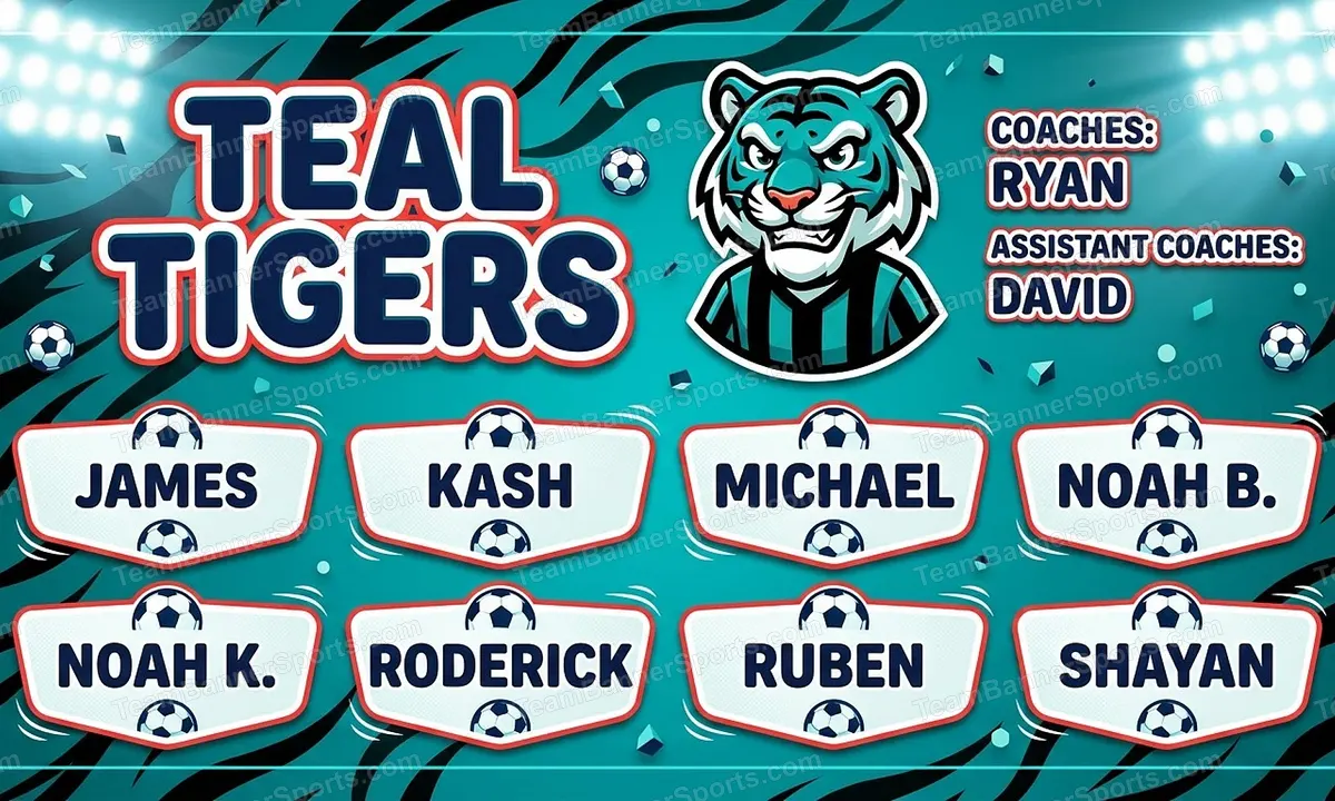 Teal Tigers soccer team banner created with AI