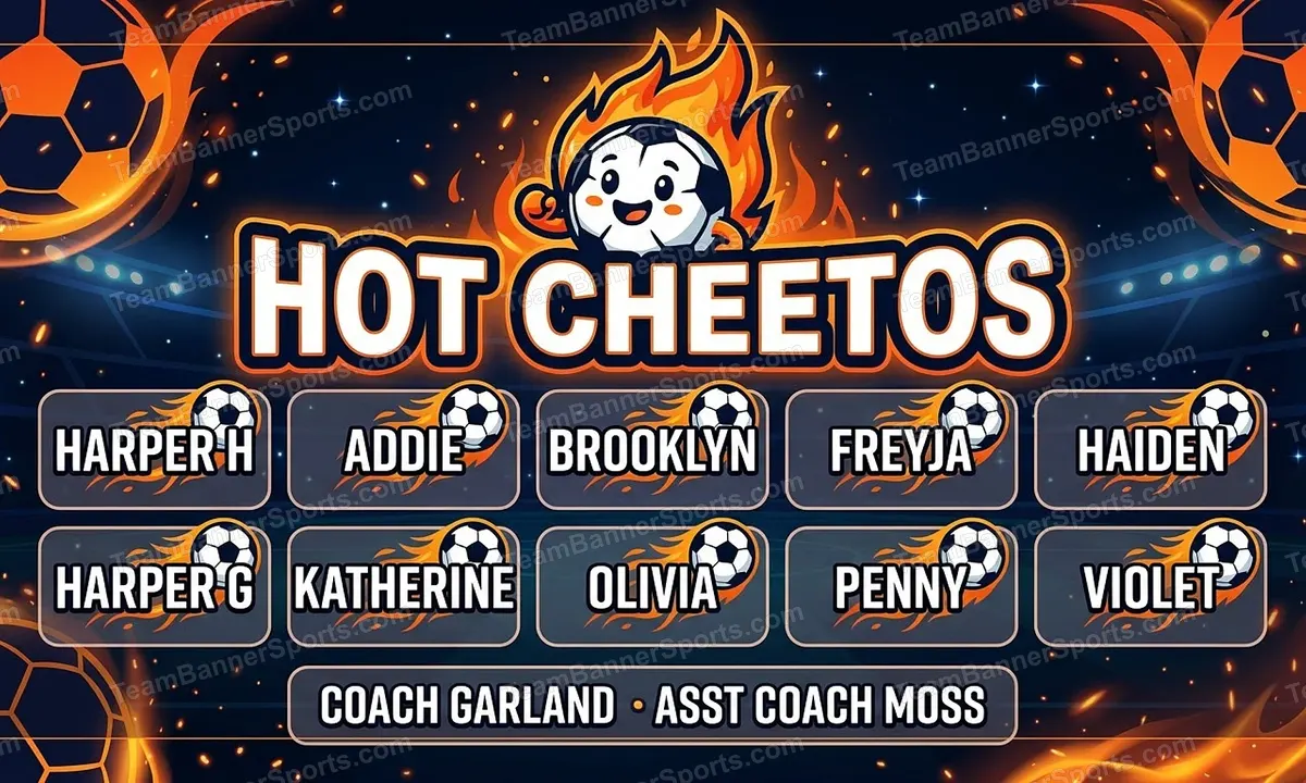 Hot Cheetos soccer team banner created with AI