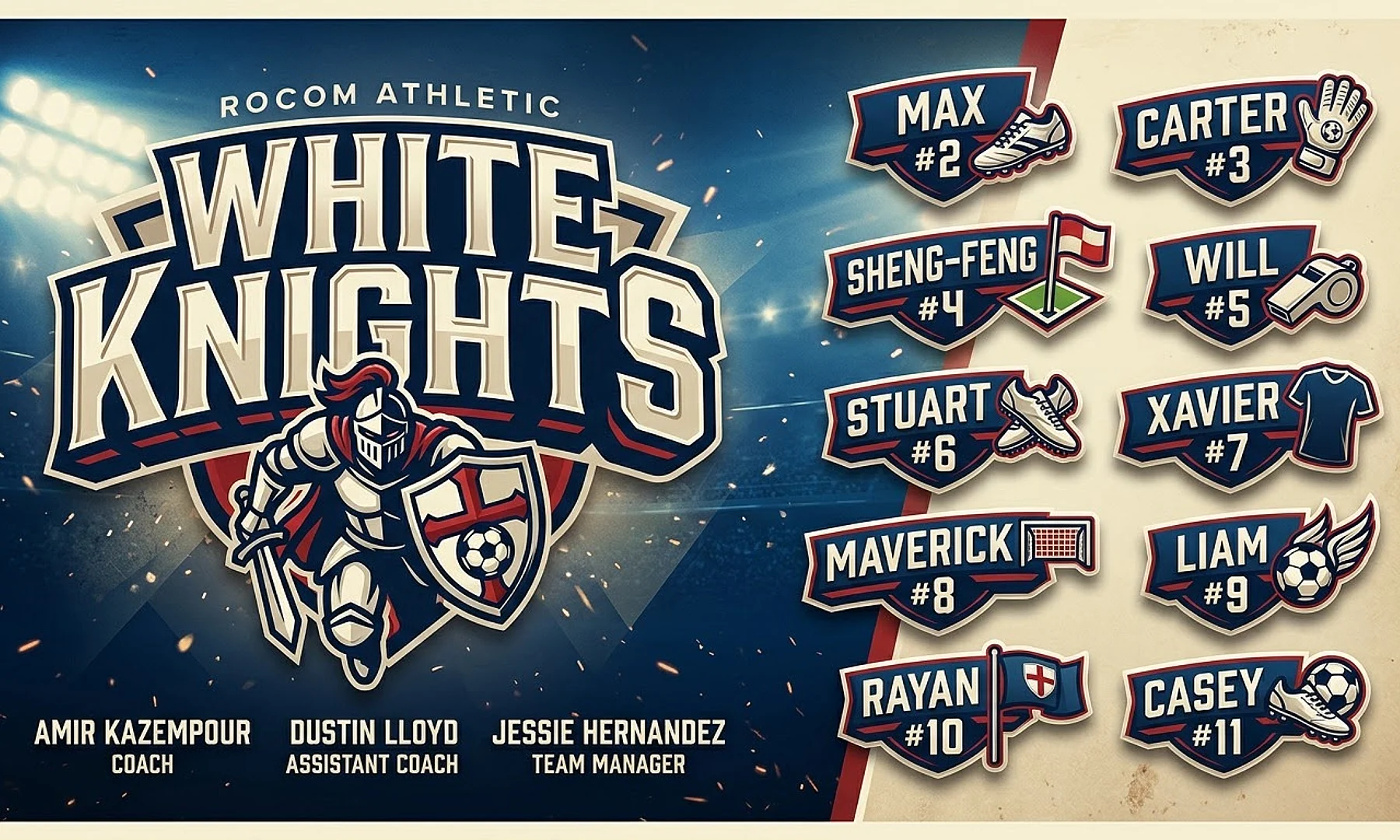 White Knights soccer team banner created with AI