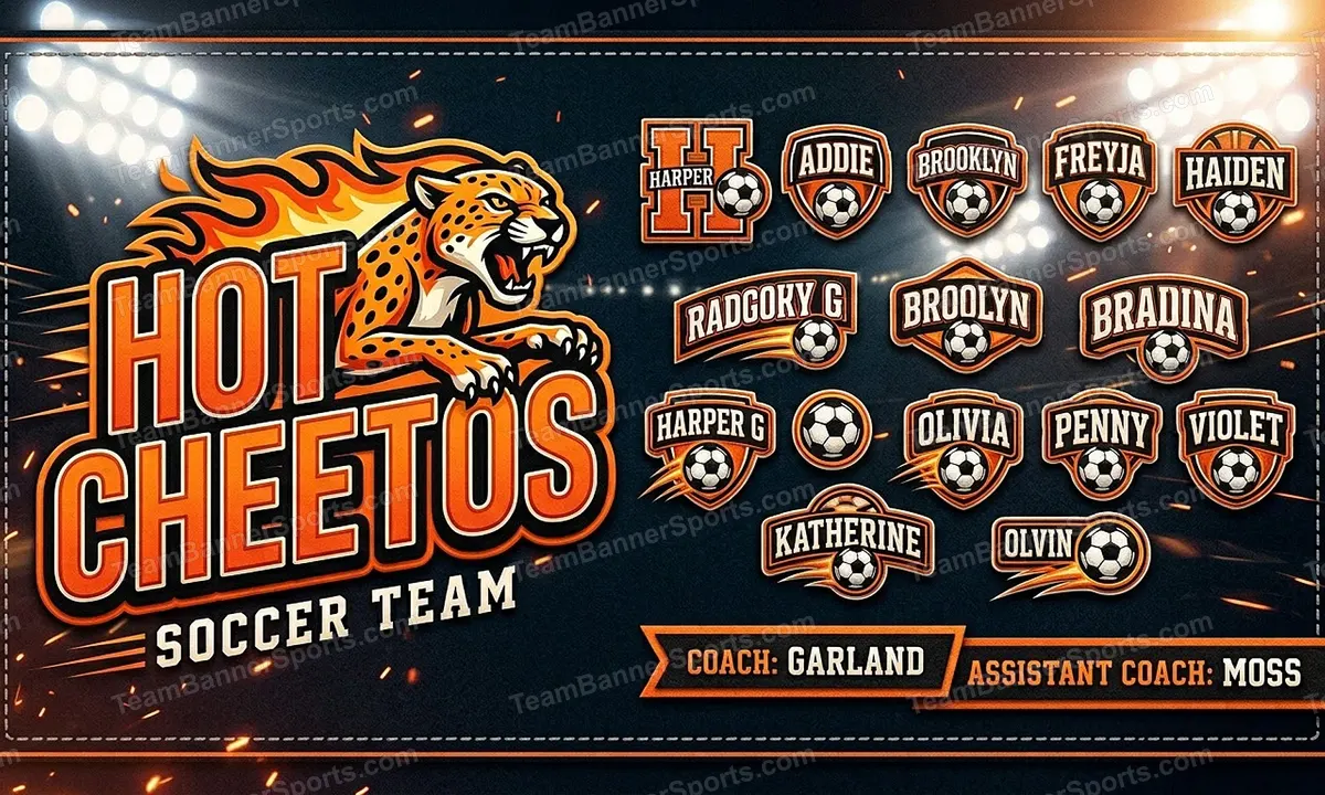 Hot Cheetos soccer team banner created with AI