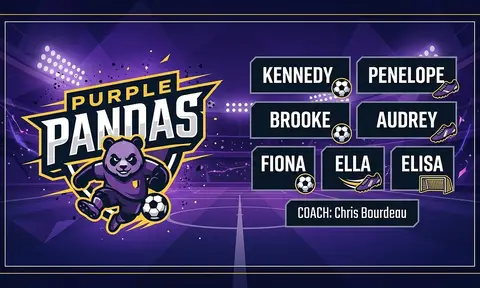 Purple pandas Soccer AI image template