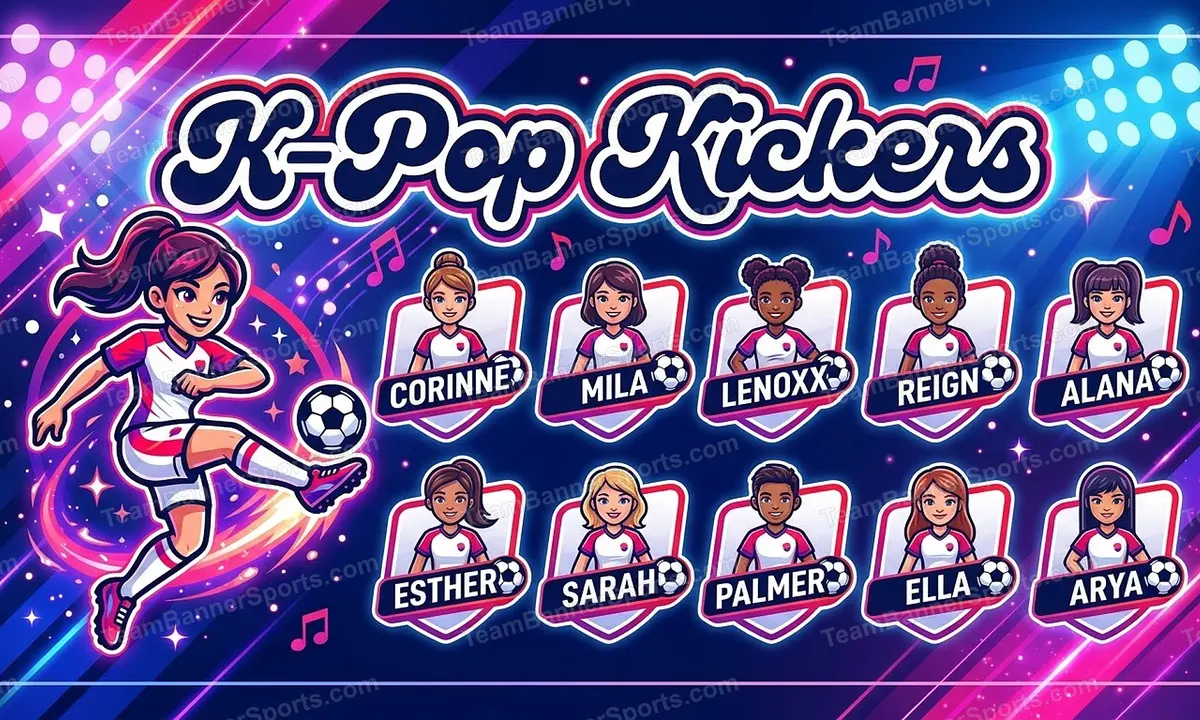 K-Pop Kickers soccer team banner created with AI
