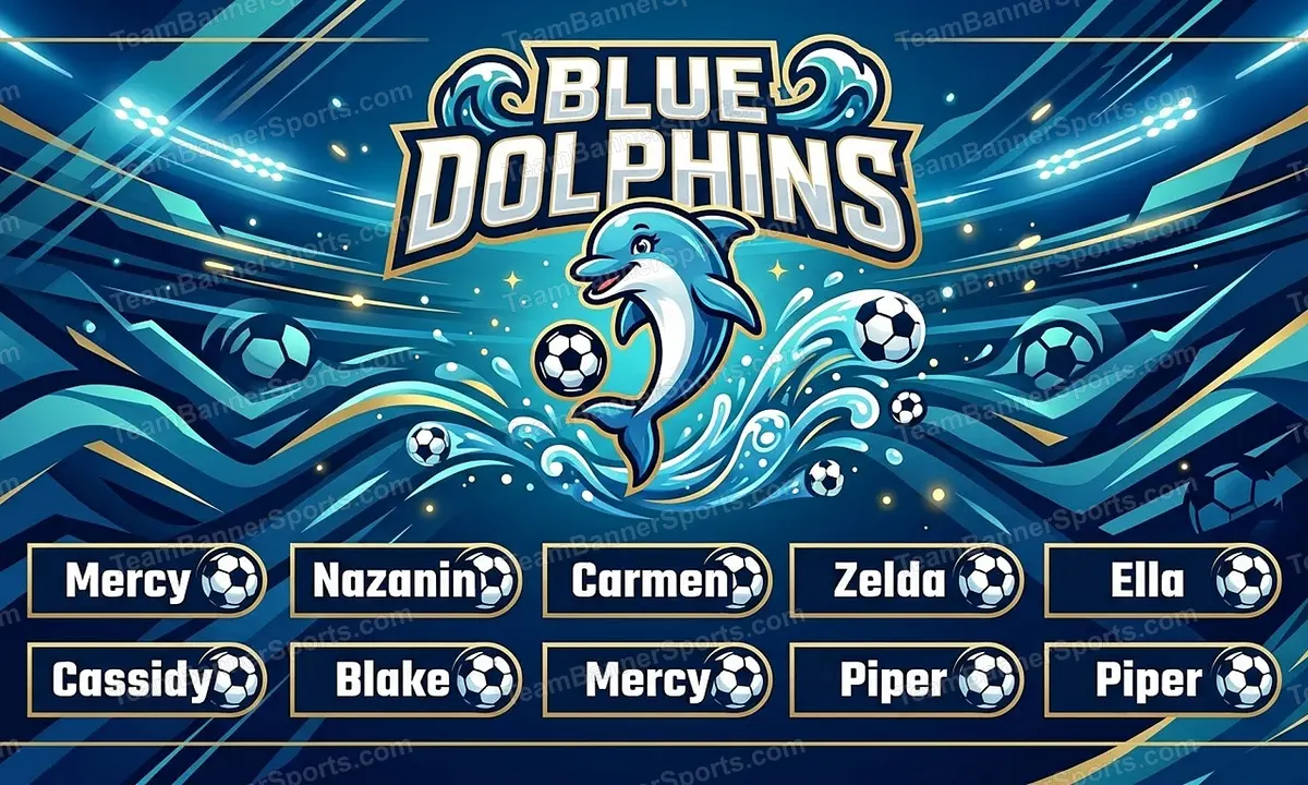 Blue Dolphins soccer team banner created with AI