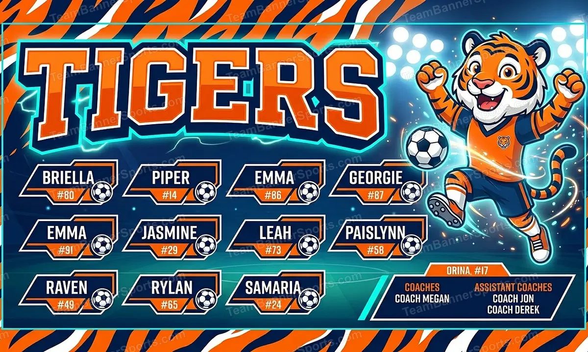Tigers soccer team banner created with AI