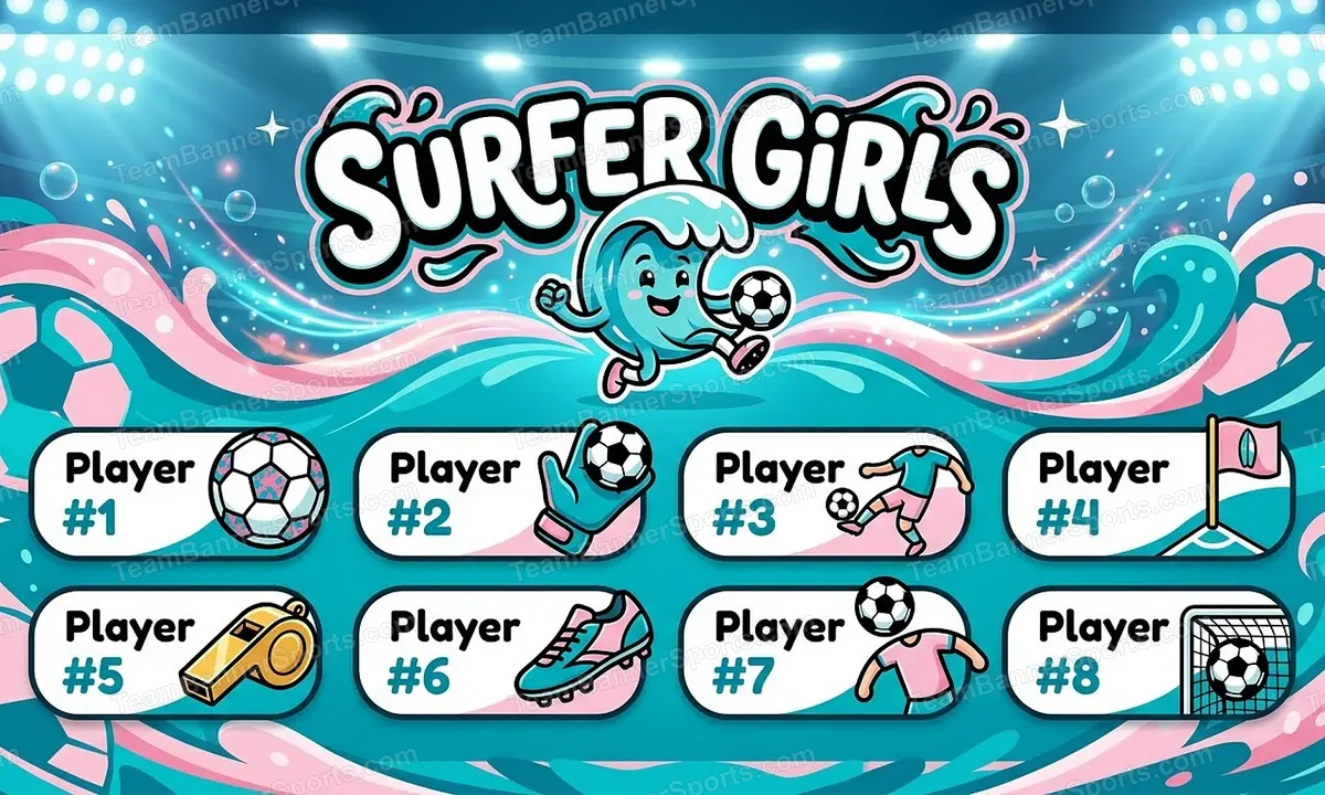 Surfer Girls soccer team banner created with AI