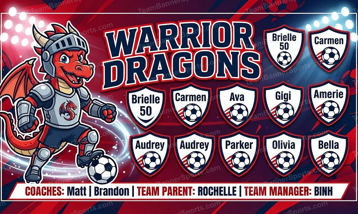 Warrior Dragons soccer team banner created with AI