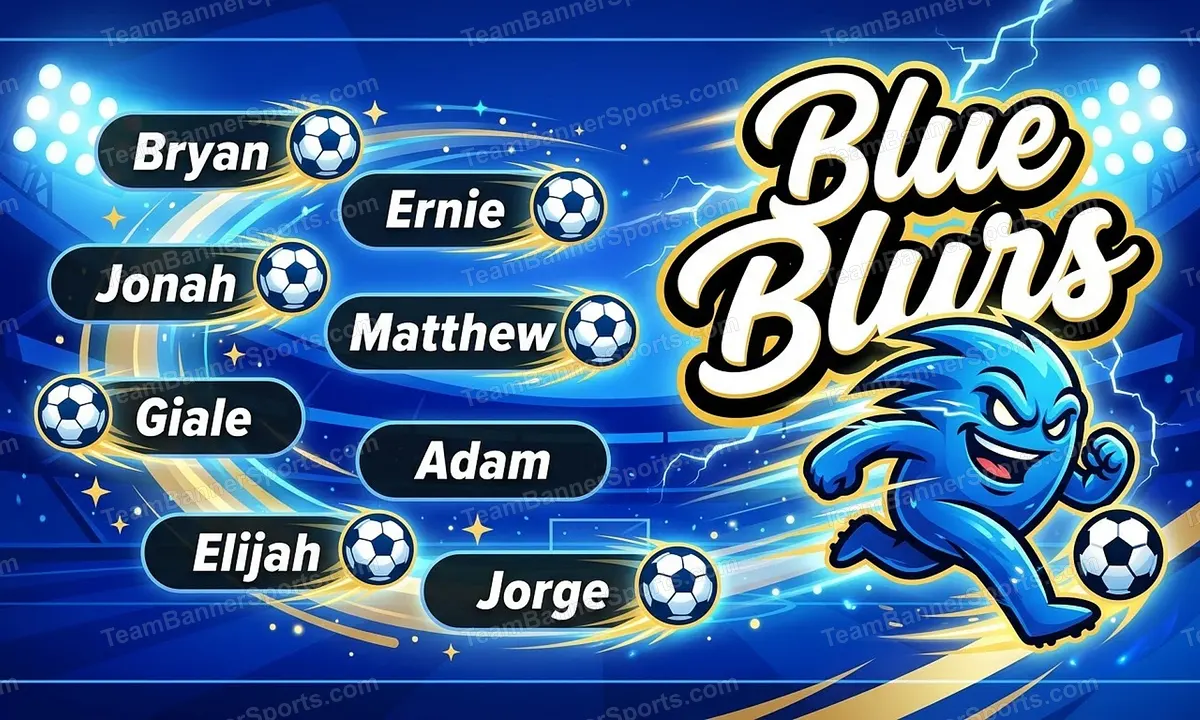 Blue Blurs soccer team banner created with AI