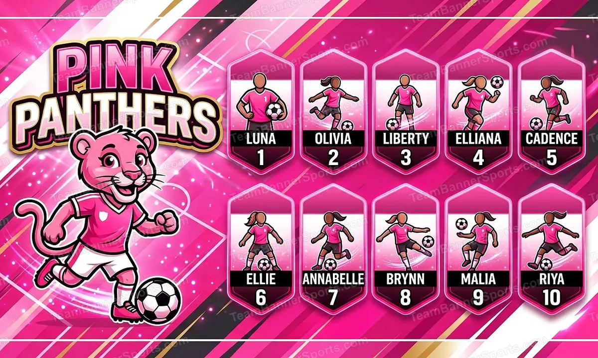 Pink Panthers soccer team banner created with AI