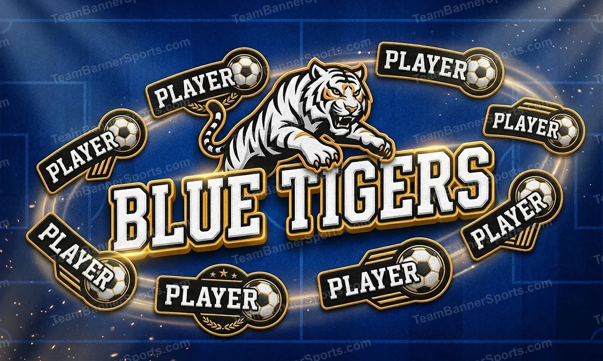 Blue Tigers soccer team banner created with AI