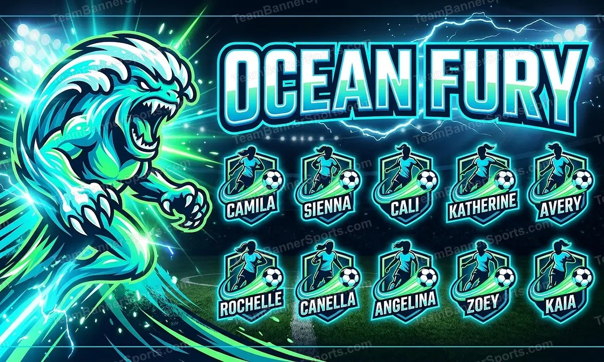 Ocean Fury soccer team banner created with AI