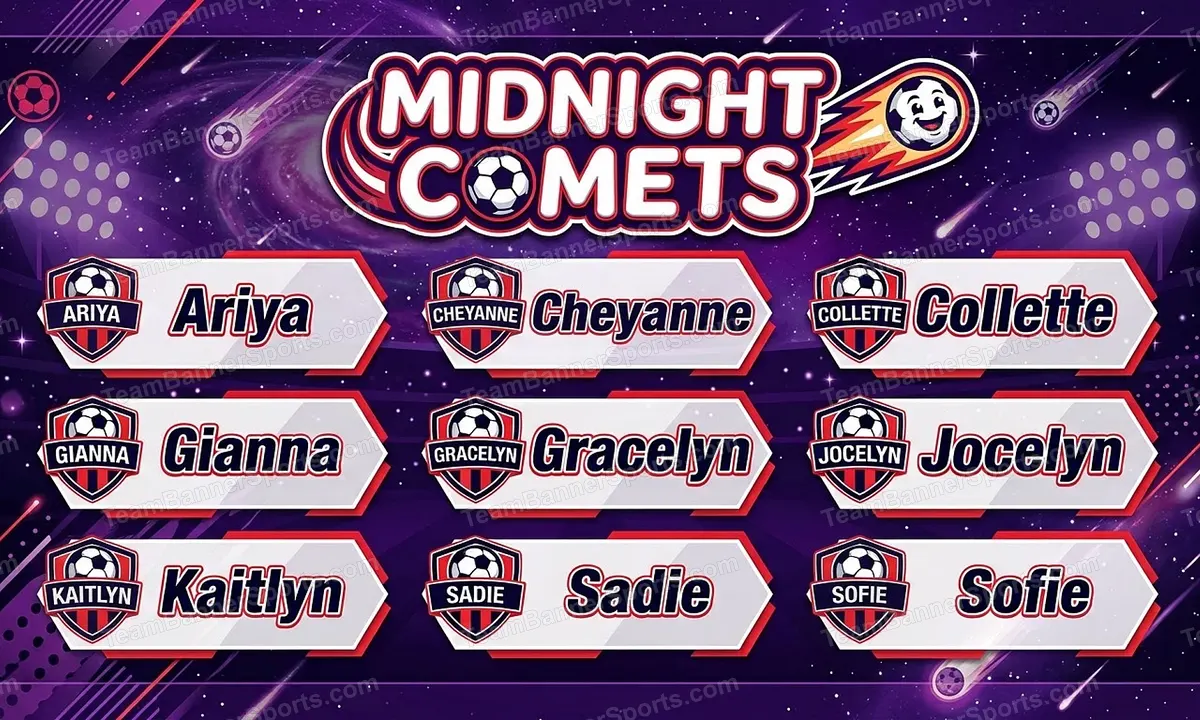Midnight Comets soccer team banner created with AI