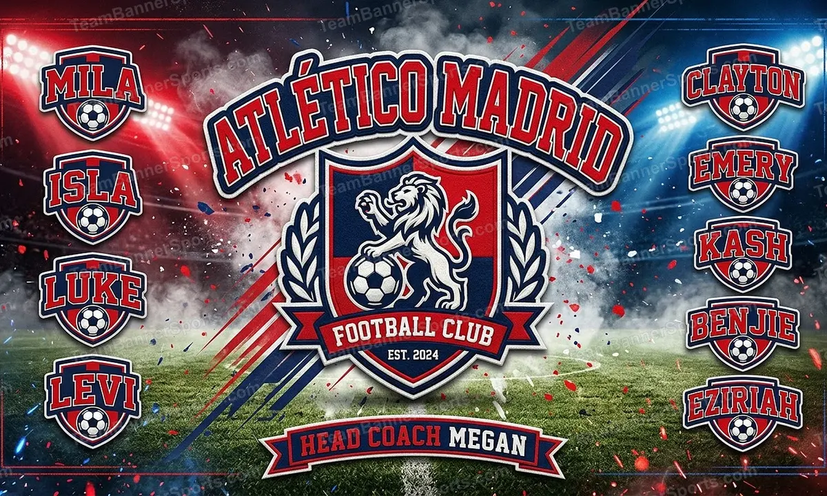 Atlético Madrid soccer team banner created with AI