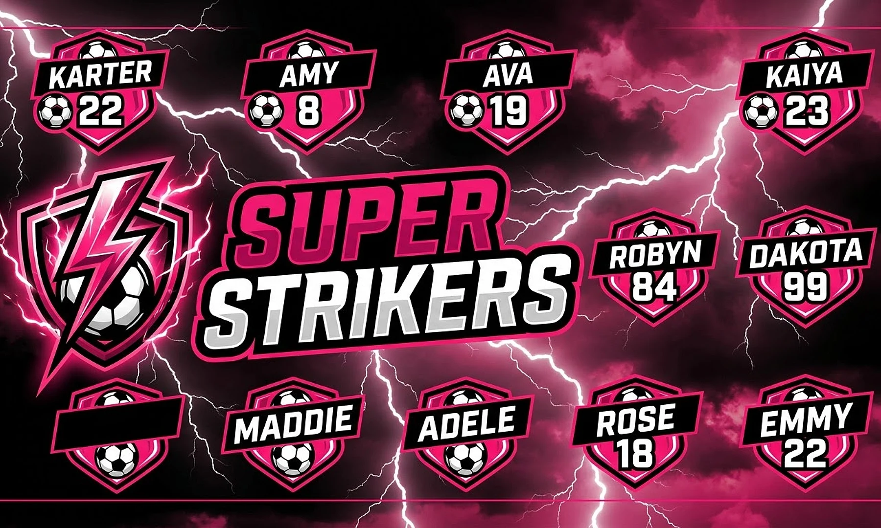 Super Strikers soccer team banner created with AI