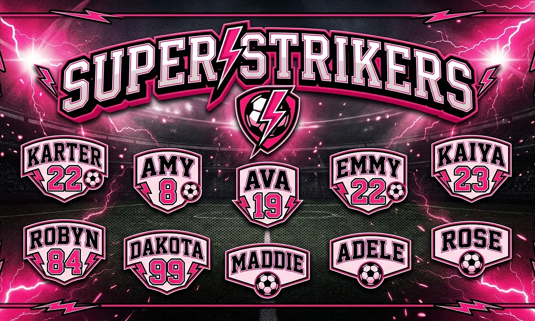 Super Strikers soccer team banner created with AI