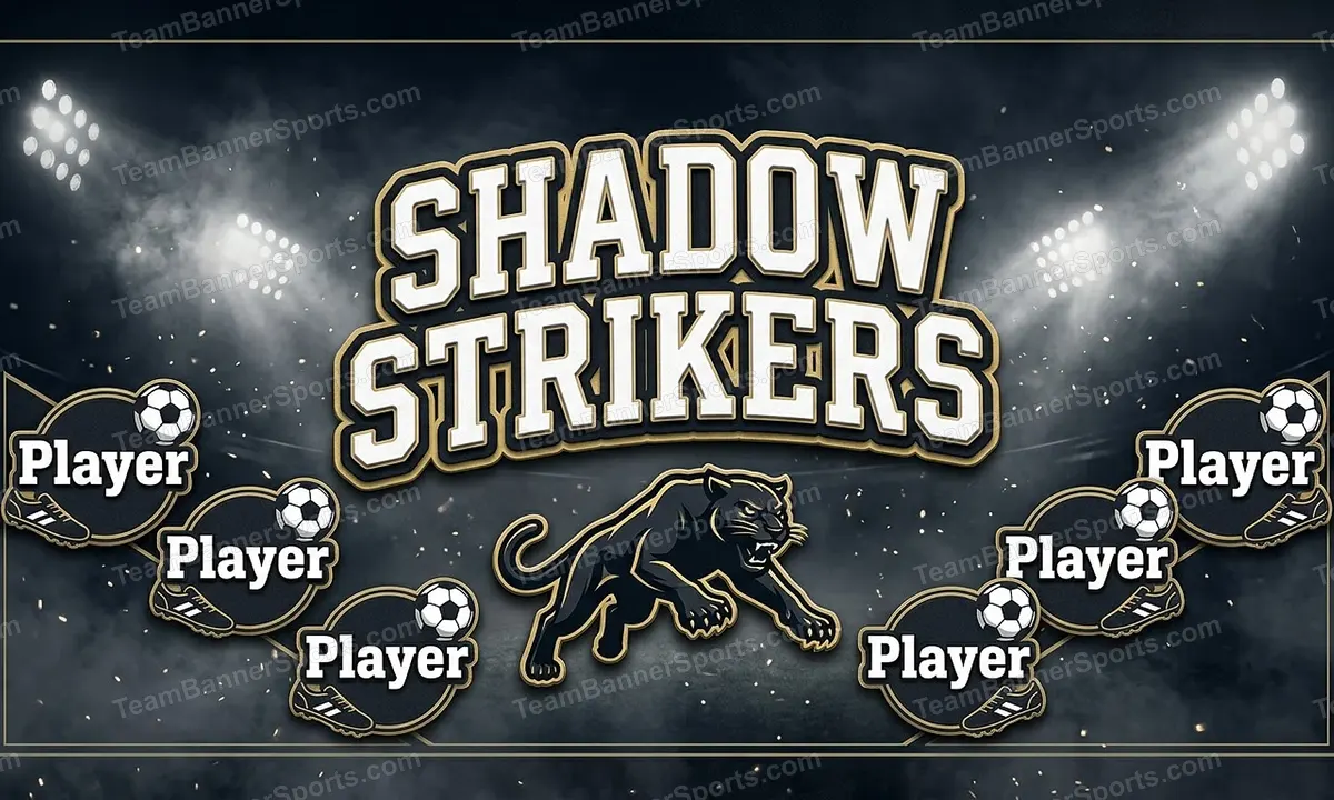 Shadow Strikers soccer team banner created with AI