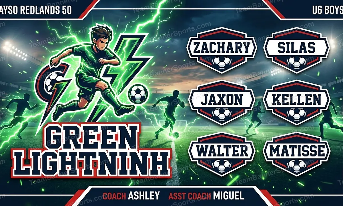 Green Lightninh soccer team banner created with AI