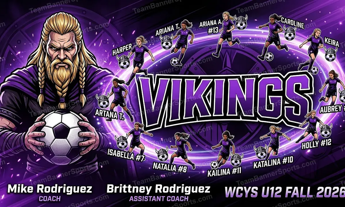 Vikings soccer team banner created with AI