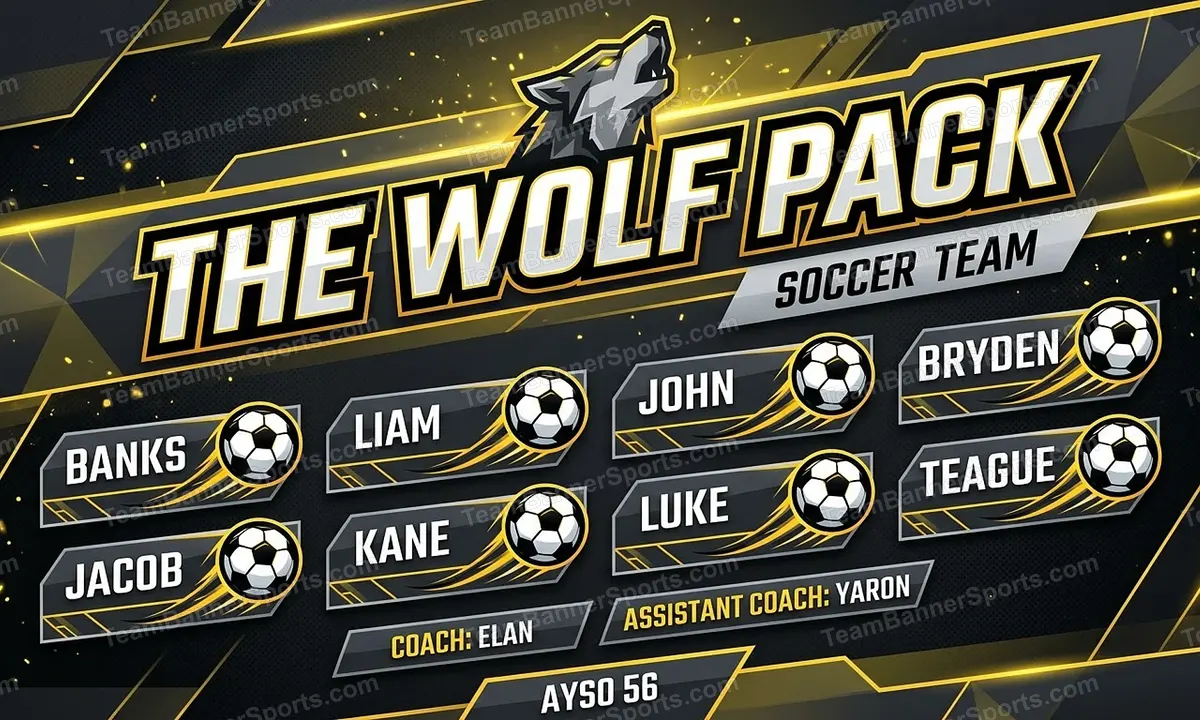 The wolf pack soccer team banner created with AI