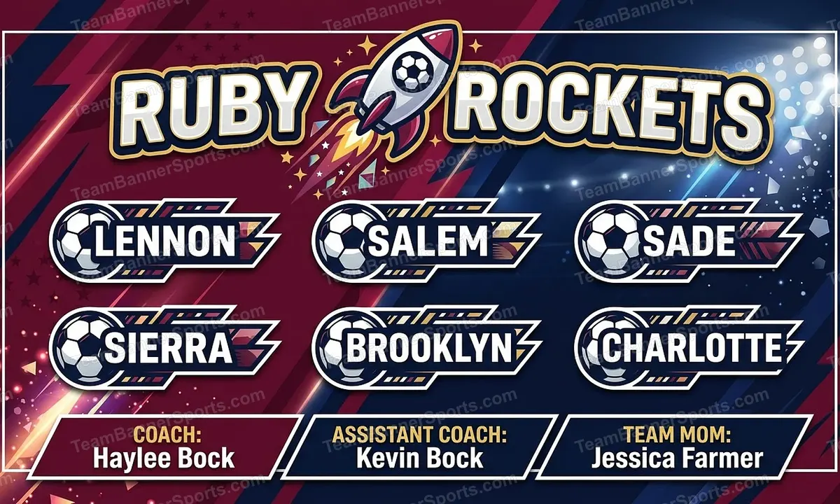 Ruby Rockets soccer team banner created with AI